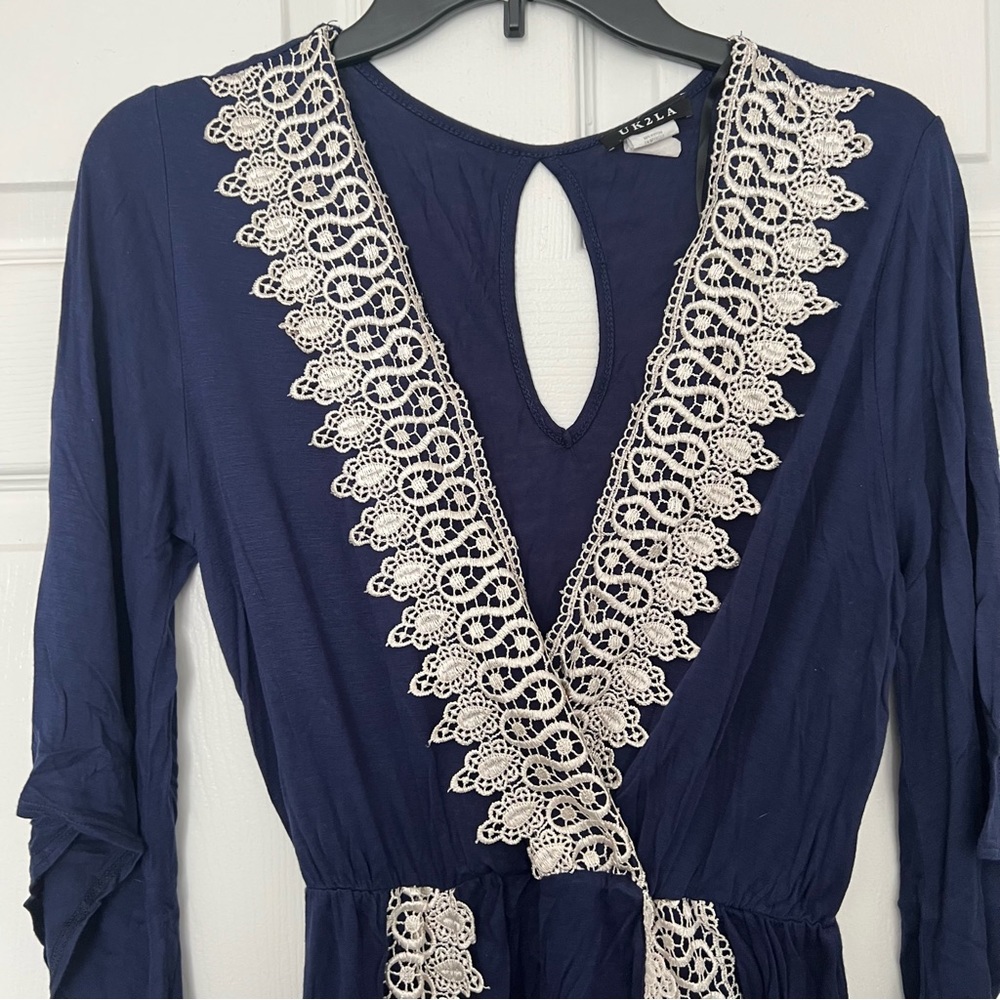 Blue Romper with Lace